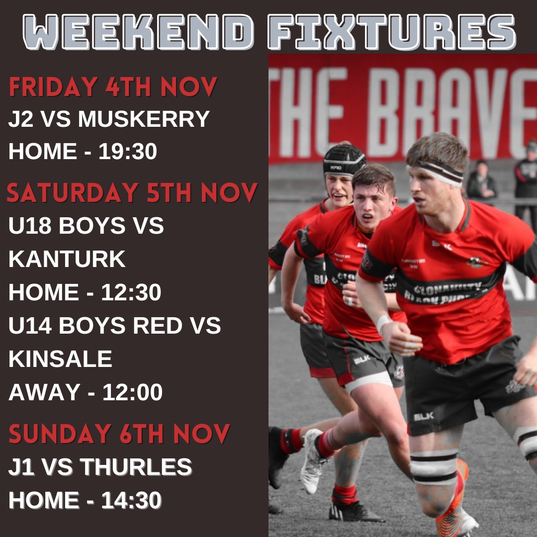 2 senior home matches this weekend! Come on down to the Vale and cheer our lads on!@MJCRugby @muskerryrfc @ThurlesRFC
