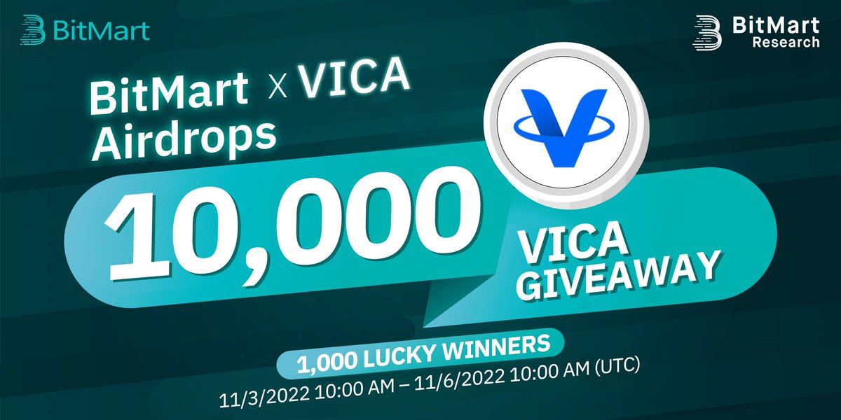 🌟BitMart X VICA Airdrop!

1⃣Follow <a href="/BitMartResearch/">BitMart Research｜$BMX HODLer</a> &amp; <a href="/ViCA_Foundation/">ViCA Foundation</a>
2⃣Join t.me/BitMartExchang… &amp; t.me/joinchat/SZUUF… &amp; t.me/vica_token
3⃣RT &amp; Tag 3 frds
4⃣Fill out:forms.gle/JQWN7QDSKS6RNM…

🥳 10,000 $VICA/1,000 winners
Register👉 bitmart.com/register-refer…