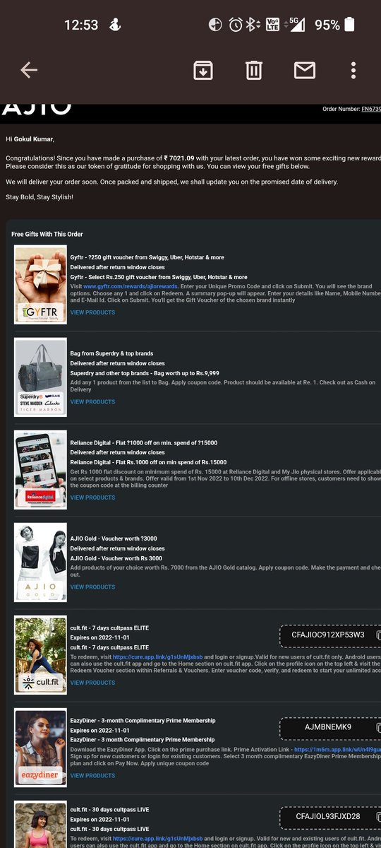 gokz04's tweet photo. @AJIOLife Are you serious?
Where are the items mentioned in this mail I got 45 days back? https://t.co/BySzhx9DjG