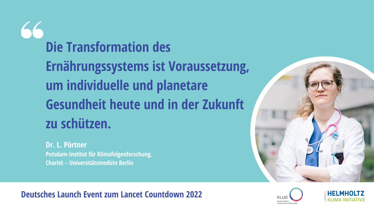 Welche Voraussetzungen es für eine #gesund|e Zukunft für Mensch &amp; Erde gibt und was der #LancetClimate22 Bericht dazu sagt, diskutieren heute von 16-18 Uhr u.a. Dr. Lisa Pörtner und weitere Expert:innen aus dem Bereich #Gesundheit und #Klima.💬
Anmeldung➡️bit.ly/3SKRumX
