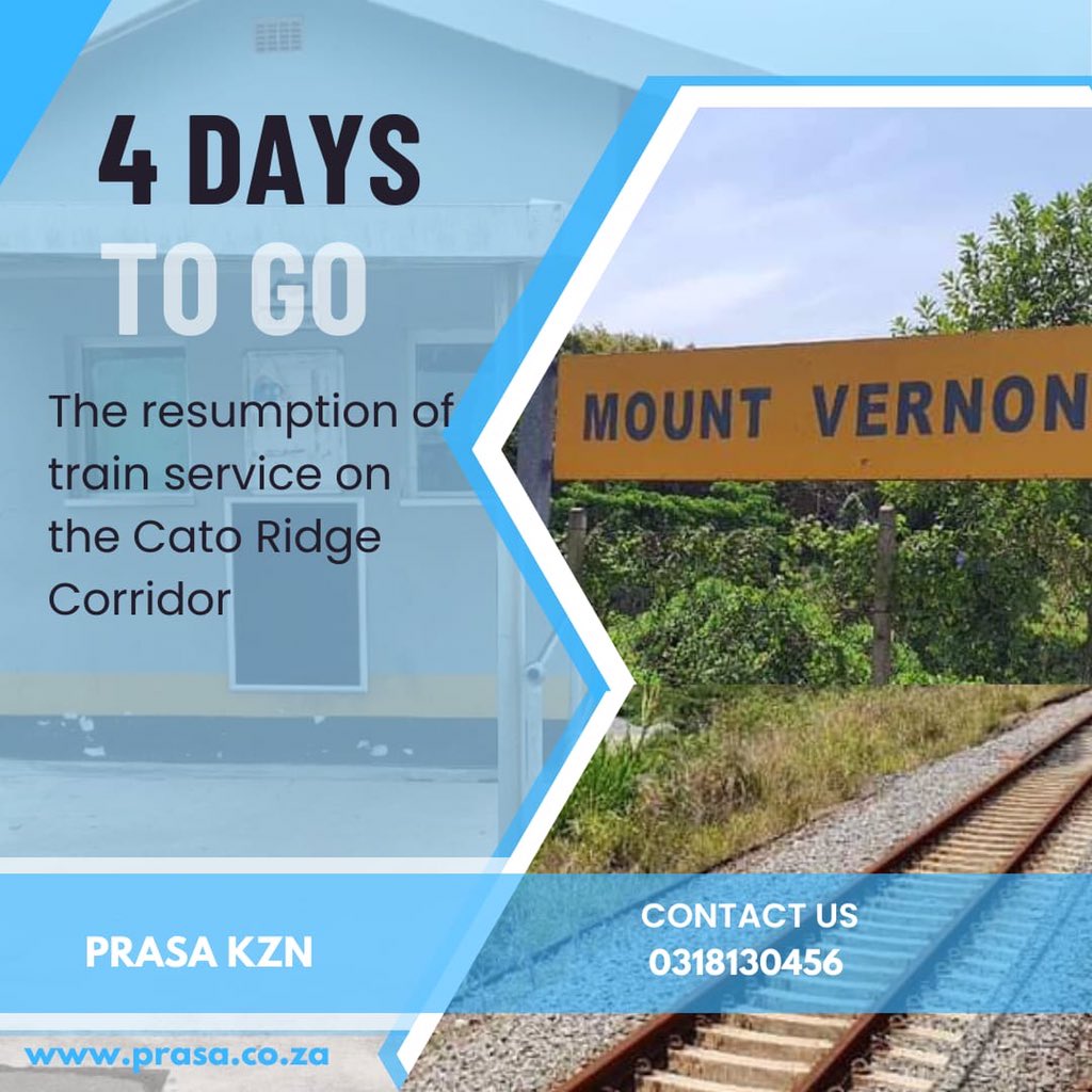 Metrorail_kzn's tweet photo. Cato Ridge corridor here we come!!
Monday,07 November 2022
#4DaysToCome
#Sibuyile
#NewMainline https://t.co/fOAHPbp4LJ
