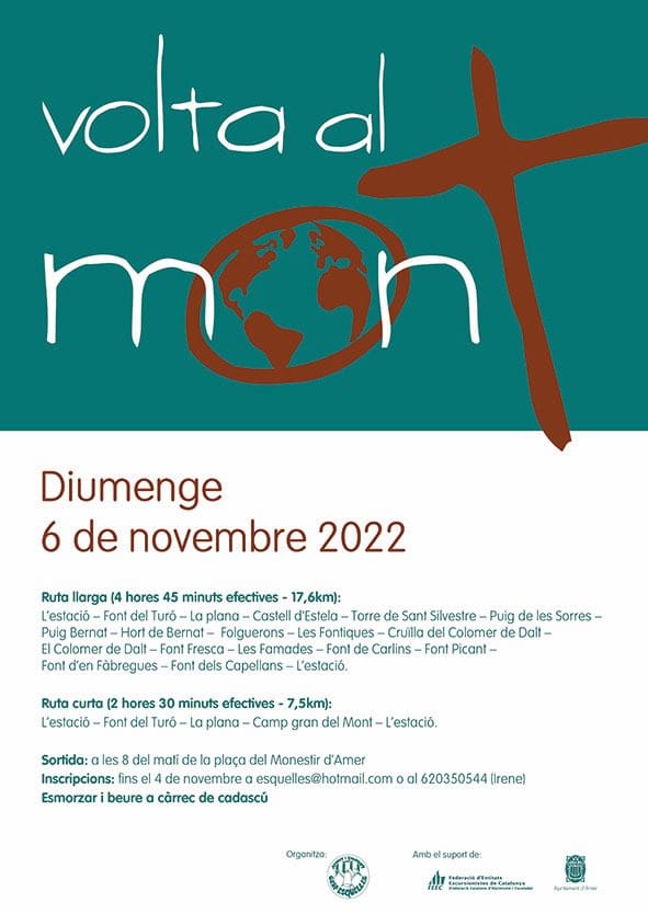 AjuntamentAmer's tweet photo. Demà dia 4 serà el darrer dia per inscriure´s a la volta al mont amb @esquelles Amer de diumenge dia 6 de novembre. 
Inscripcions a esquelles@hotmail.com o al telèfon 620350544
#Amer
#ViulEsport
#ViulaNatura
#EsquellesAmer https://t.co/kw2zWQZXlV