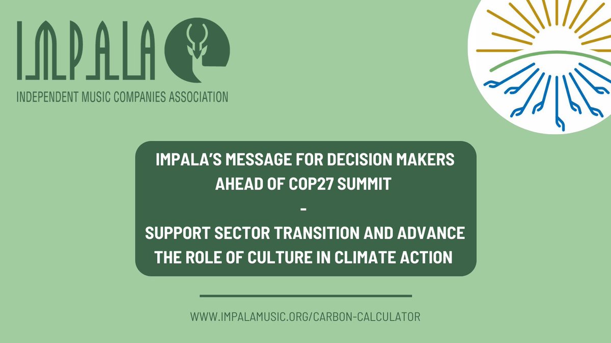 Ahead of <a href="/COP27P/">COP27</a>, IMPALA invites members to measure their impact with IMPALA's #carboncalculator &amp; calls on decision makers to support sector transition &amp; advance the role of #culture in #climate action. 🌎
Statement👉 bit.ly/3Uf52Iq