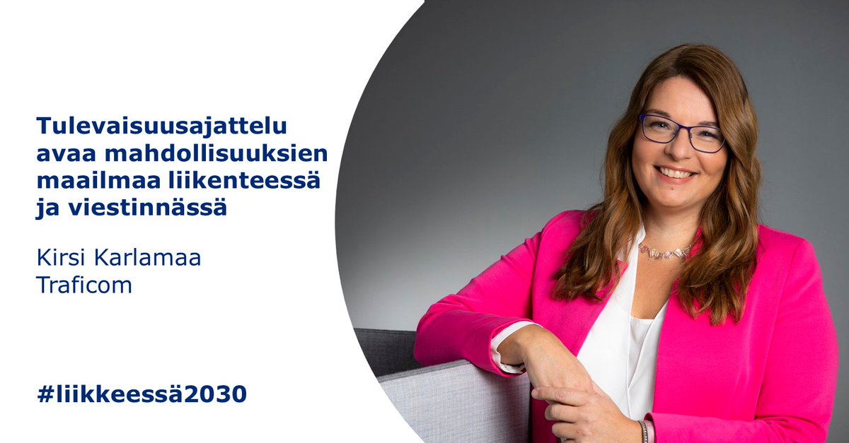 TraficomFinland's tweet photo. Liikenteen ja viestinnän ihmisläheiset palvelut rakentuvat uskosta tulevaisuuteen ja rohkeudesta luoda uutta. @KirsiKarla 

Tutustu ohjelmaan, ilmoittaudu Kaikki liikkeessä -tapahtumaan 17.11. 

👉  https://t.co/LDA2Jhu6i2 

#liikkeessä2030 #tulevaisuus #liikenne #viestintä https://t.co/e7jIO0LrZN