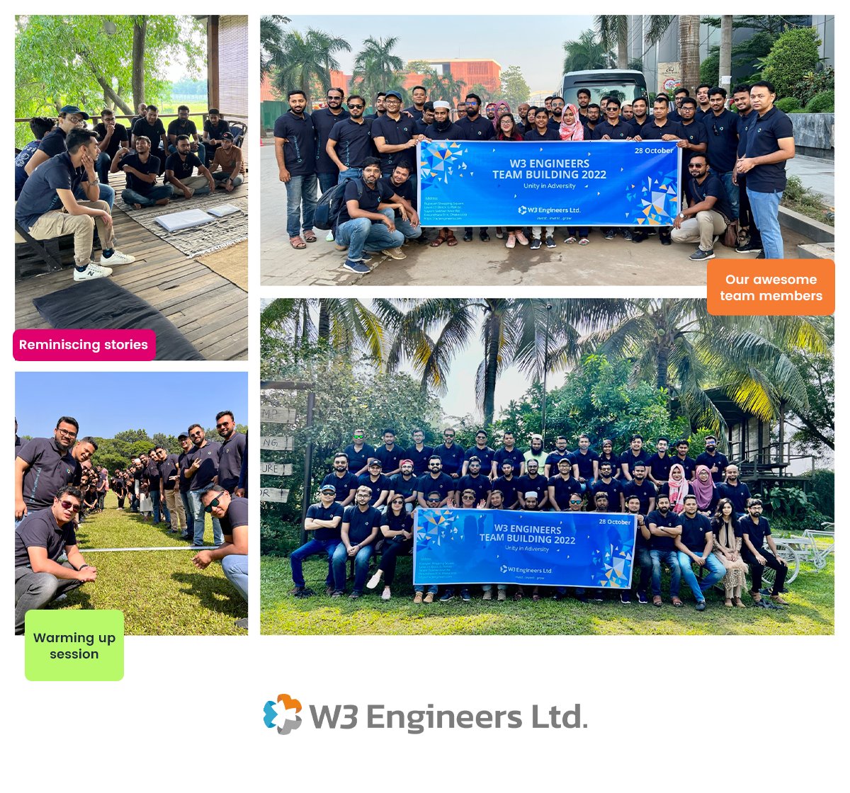 w3engineers's tweet image. The entire of October was an incredible month for W3 Engineers. W3 family chooses to maintain “unity in adversity” as their motto for this team-building day. The proactive participation of all the team members made our day more pleasant.
#developers #Teambuilding #w3 #W3engineers