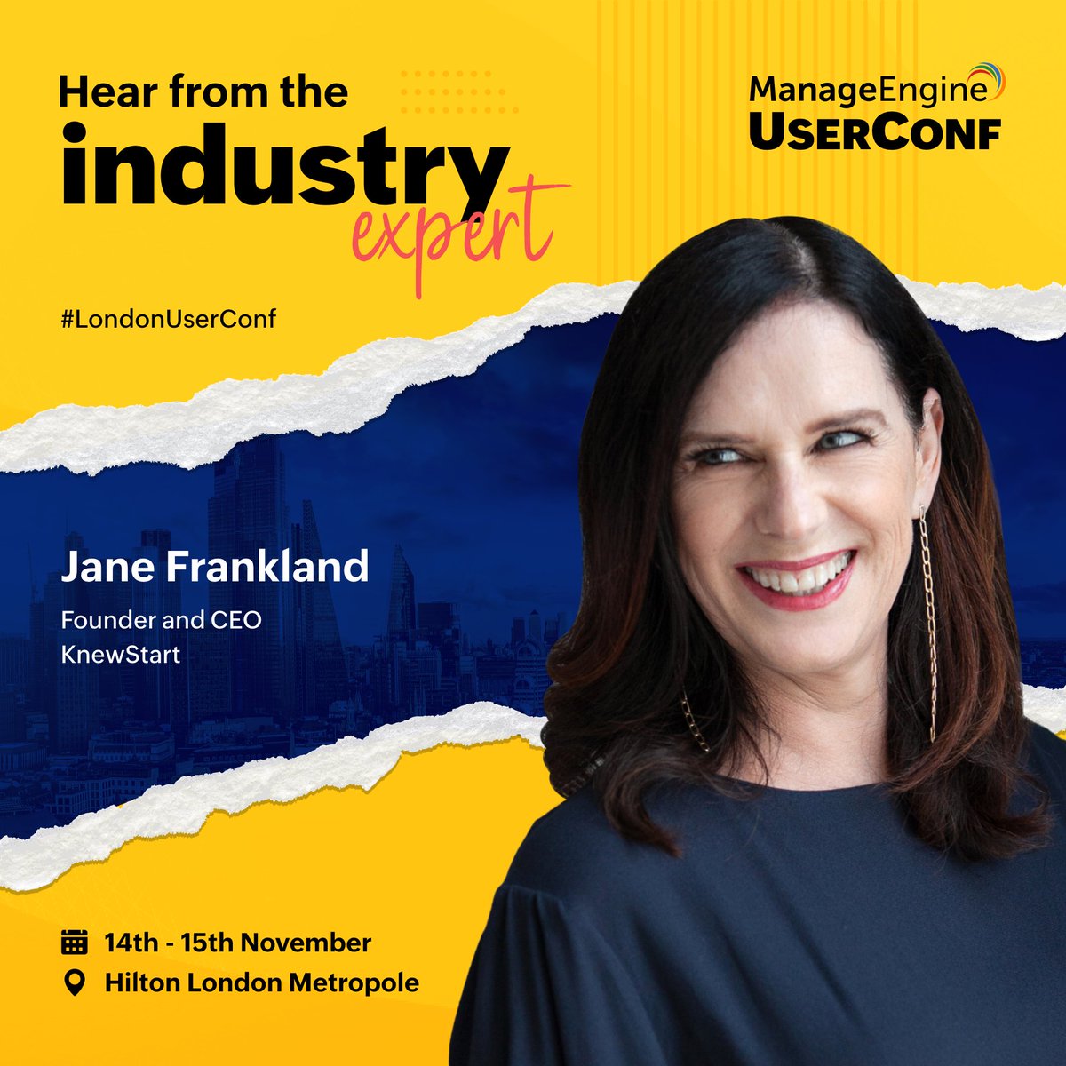 manageengine's tweet photo. We are thrilled to have @JaneFrankland as a keynote speaker at #LondonUserConf
Having spent over two decades in cybersecurity, Jane has become one of the industry's most celebrated female influencers.
Register at: https://t.co/94EDA8IJ7D https://t.co/CmAE1zcNwz