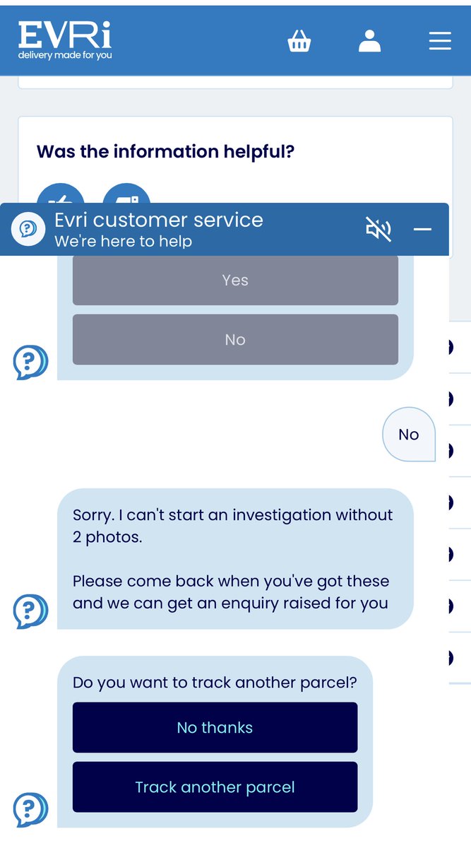 ⁦<a href="/evridelivery/">evridelivery</a>⁩ it’s amazing you guys are still in business, it always fills me with dread to receive a parcel from you. I had to track a parcel, to find out it was damaged beyond delivery, but I can’t log a call without photos..