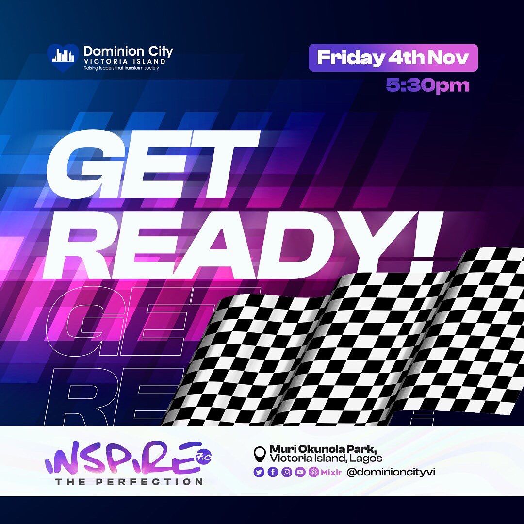 Dominioncityvi's tweet photo. 1 Day to the much anticipated #Inspire7.0. We are ready;are you?
Remember to come with expectations - they shall not be cut short. Worship is key.
Here's a foretaste of what to expect tomorrow 5:30pm at the Muri Okunola Park VI Lagos.
A @Dominioncityvi powered worship program. https://t.co/4UElqVjwH9