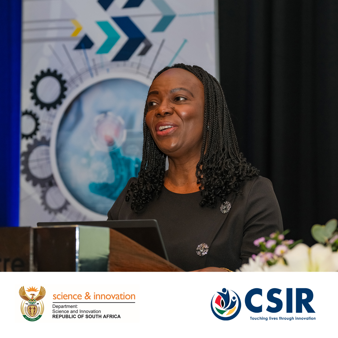 CSIR's tweet photo. “We think about access, and we think about access to medicine more than we used to.” #CSIR Group Executive: Advanced Chemistry and Life Sciences, Dr Rachel Chikwamba, setting the scene for “Vaccines for Africa from Africa” at today’s #CSIRConf2022 plenary session. https://t.co/c5ctHsHw2D