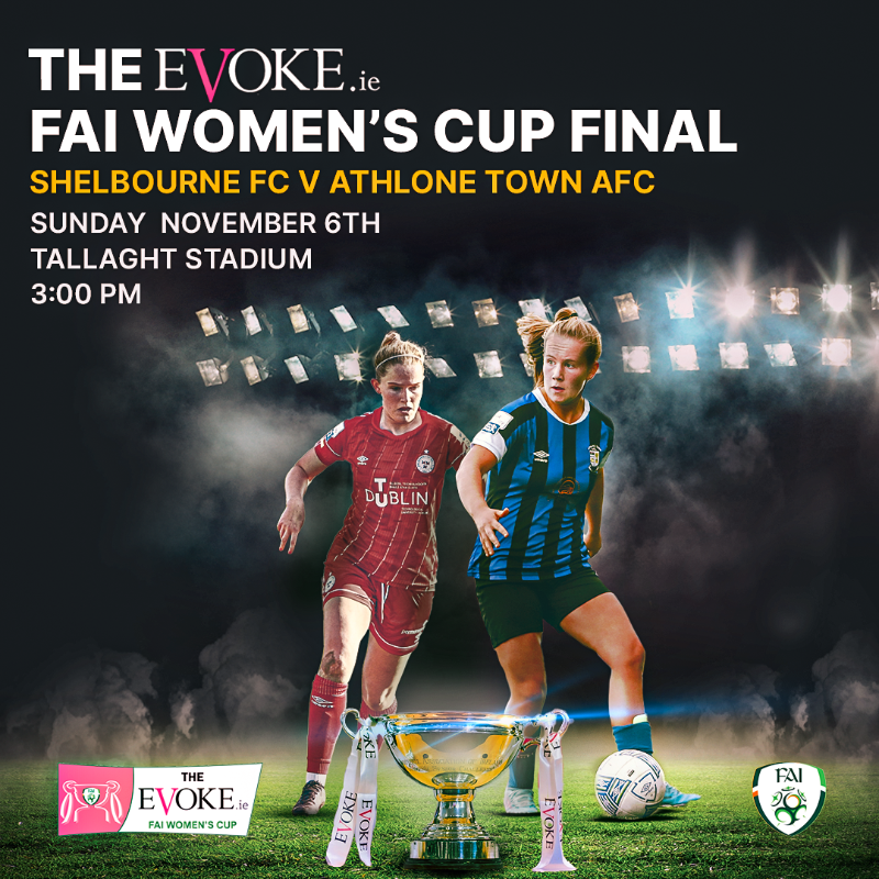 IrelandFootball's tweet photo. 𝑮𝑬𝑻 𝒀𝑶𝑼𝑹 𝑻𝑰𝑪𝑲𝑬𝑻𝑺 🎟️

The best way to cap off a superb season with the top two teams facing off to win 👉 🏆

#FAIWomensCup | @EVOKE
