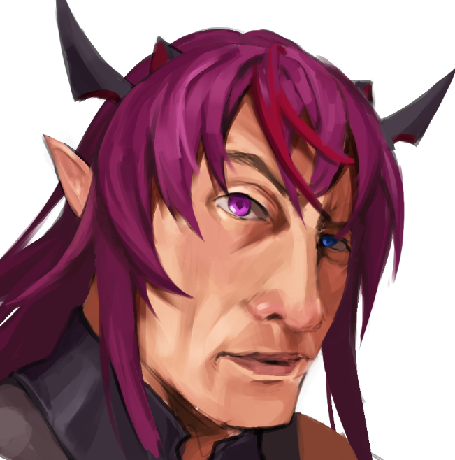 irys (hololive) solo heterochromia horns pointy ears long hair purple eyes purple hair  illustration images