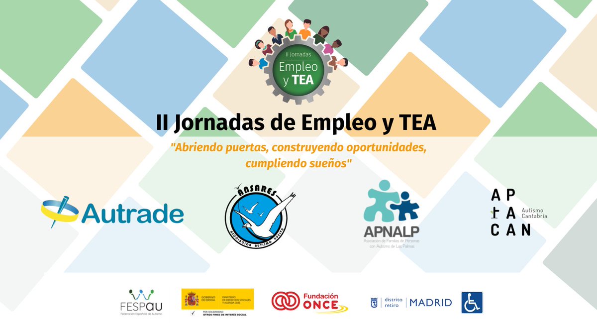 AutismoFESPAU's tweet photo. 🗣️ Profesionales de entidades de @AutismoFESPAU nos contarán su experiencia en #EmpleoyTEA: Isabel Ruedas @AutradeOrg, Pablo Camacho y Carmen Gómez @AutismoHuelva, Cristina Santana de #APNALP, Nino Elgarrista y Garazi Ortegui  @aptacan 

¡Participa! 👉 https://t.co/BfT7nyRhCk https://t.co/GM6NmZsBwT