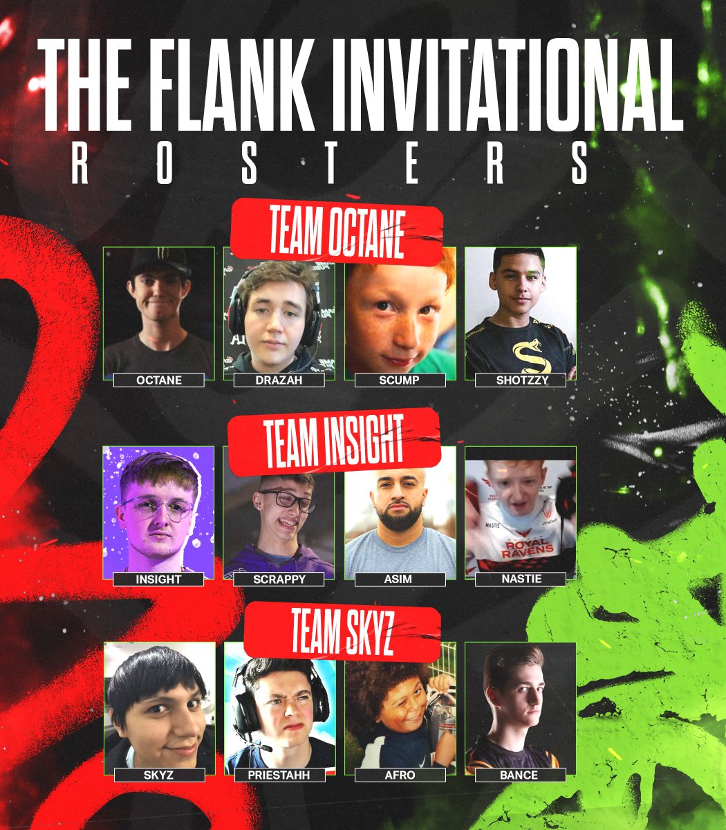 TheFlank's tweet photo. //🚨 Presenting your teams for tomorrow's Flank #MW2 $30,000 Invitational!

Who's going home with the bag? 👇 https://t.co/6bPckqiFmw