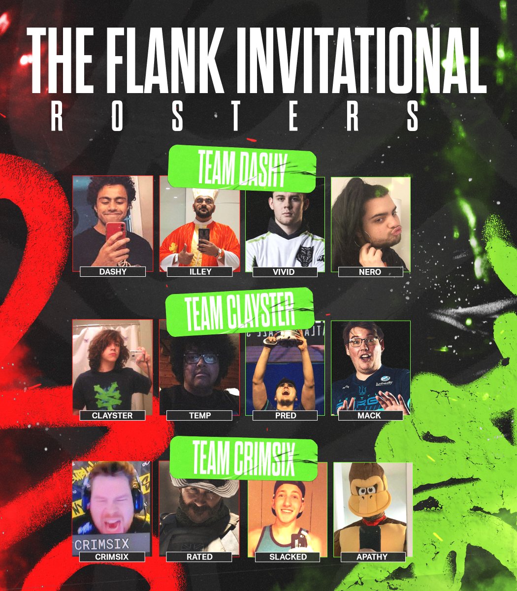 TheFlank's tweet photo. //🚨 Presenting your teams for tomorrow's Flank #MW2 $30,000 Invitational!

Who's going home with the bag? 👇 https://t.co/6bPckqiFmw