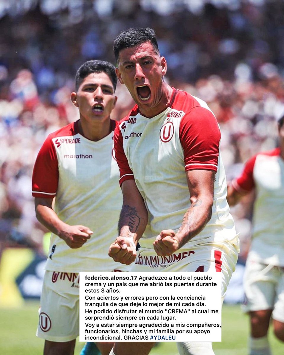 ¡HASTA PRONTO, CRACK! A través de sus redes sociales 🧑‍💻, Federico Alonso 🛡️🇺🇾 publicó un mensaje de despedida para los hinchas de <a href="/Universitario/">Universitario</a> 🟠, club en el cual estuvo durante 3 temporadas ⚽️ de la #LIGA1BETSSONXGOLPERU 🏆🇵🇪.