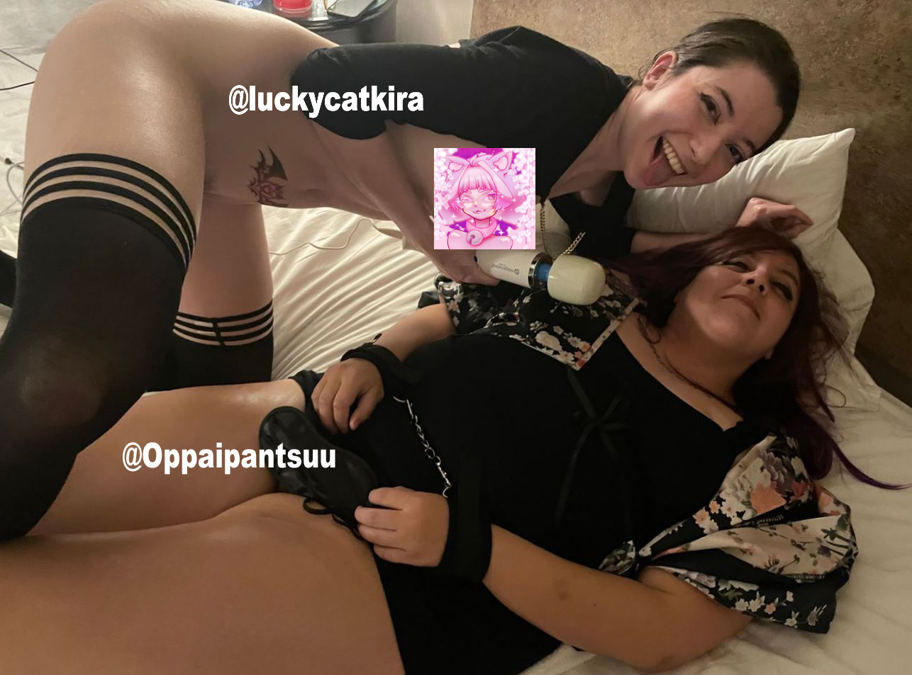 OppaiPantsuu 👙🔞 Shape-Shifting Kaiju on X: 👙VEGAS FANSLY COLLAB👙 Big  girl kaiju gets restrained and Hitatchi tortured by sexy petite cat  @LuckyCatKira in ouir hotel room Big thank you to @StrawbewwyBunni for