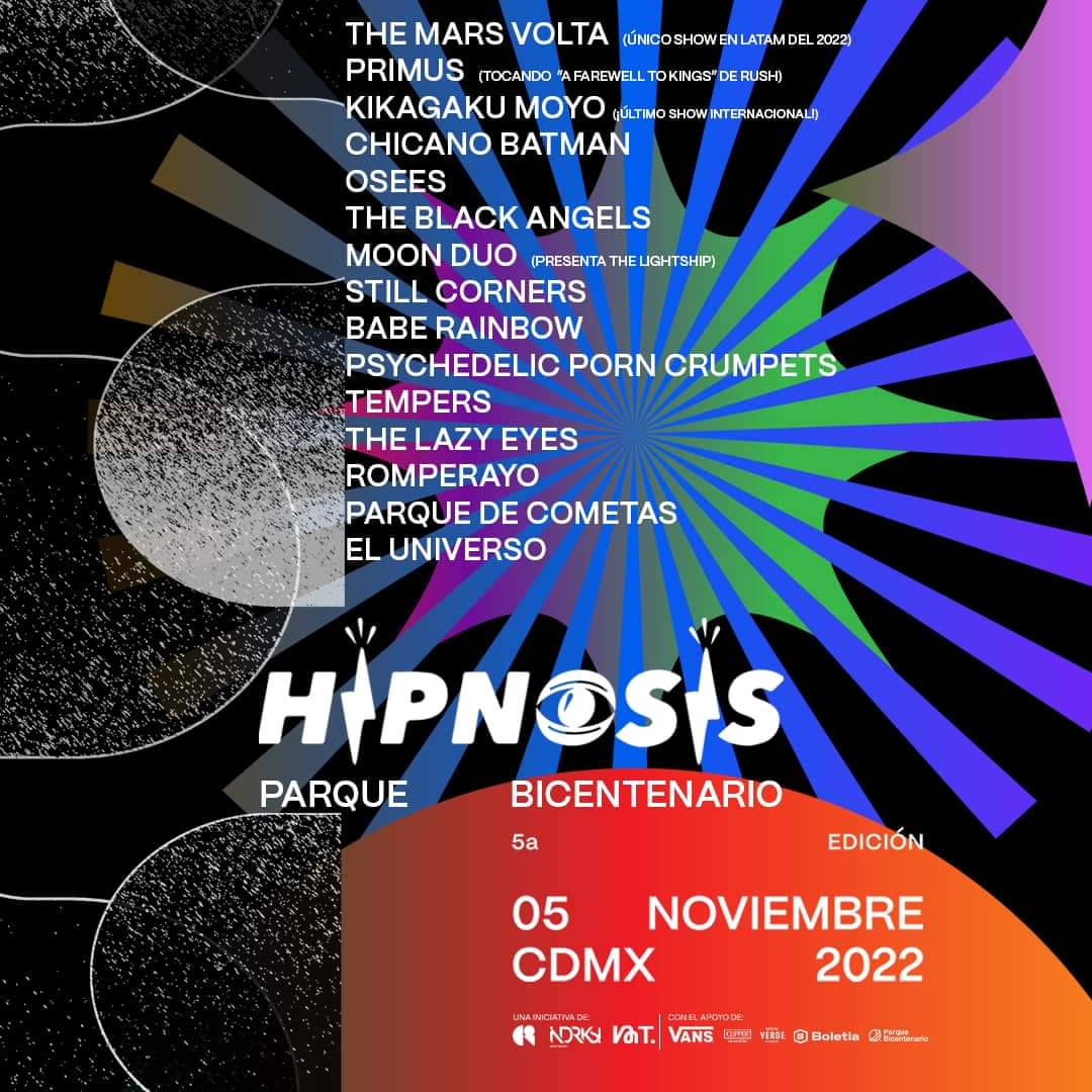 CulturaCiudadMx's tweet photo. ¿Te gustaría ganar boletos para @HipnosisMX?

El próximo sábado 5 de noviembre, la 5a edición del festival de música y psicodelia se presentará en el @PBicentenarioMX. Mantente pendiente de nuestras redes sociales para conocer la dinámica. Una iniciativa de @ForoIndierocks. https://t.co/brTbiqrHeg