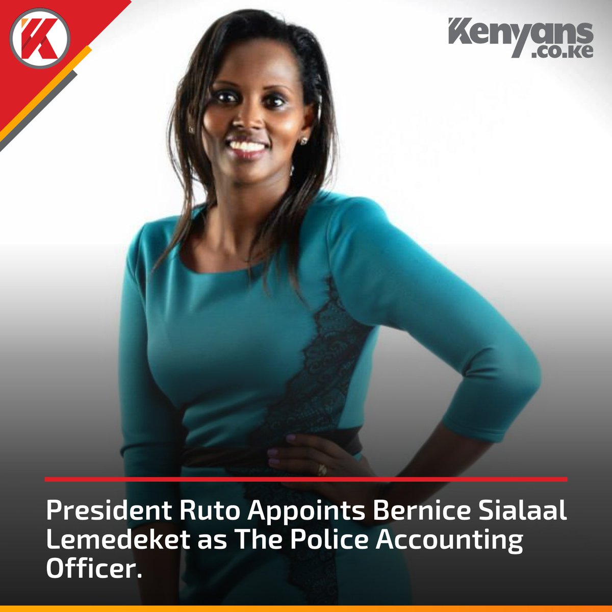 Kenyans's tweet photo. President Ruto appoints Bernice Sialaal Lemedeket as Police Accounting Officer https://t.co/F58xCrWztp