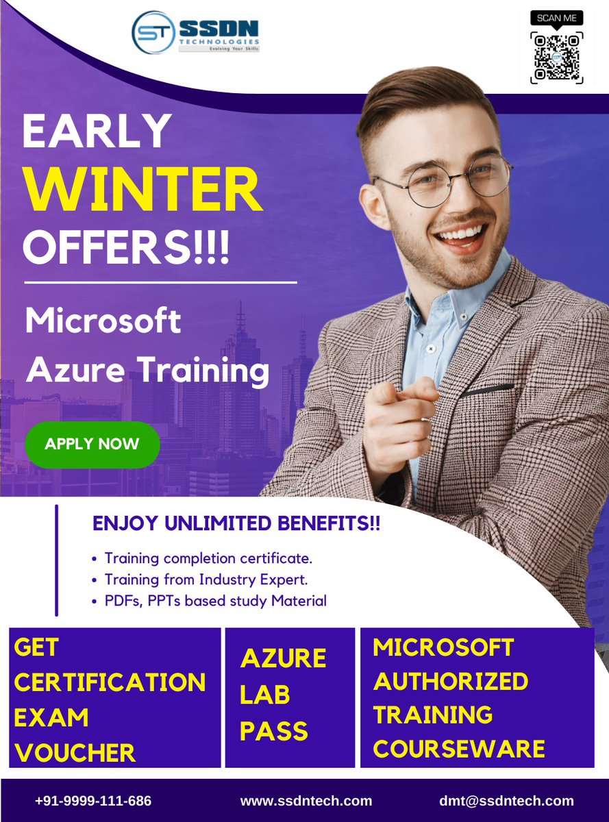 ssdntechnologie's tweet photo. Apply now: https://t.co/uaOgaeWCaN
Call/WhatsApp us: +91-9999-111-686
#azure #azuredevops #azurewindow #azurecloud #microsoftazure #azuretraining #azuretrainingmicrosoft #azurecourse #microsoft #microsofttraining https://t.co/XvTu89SCbD