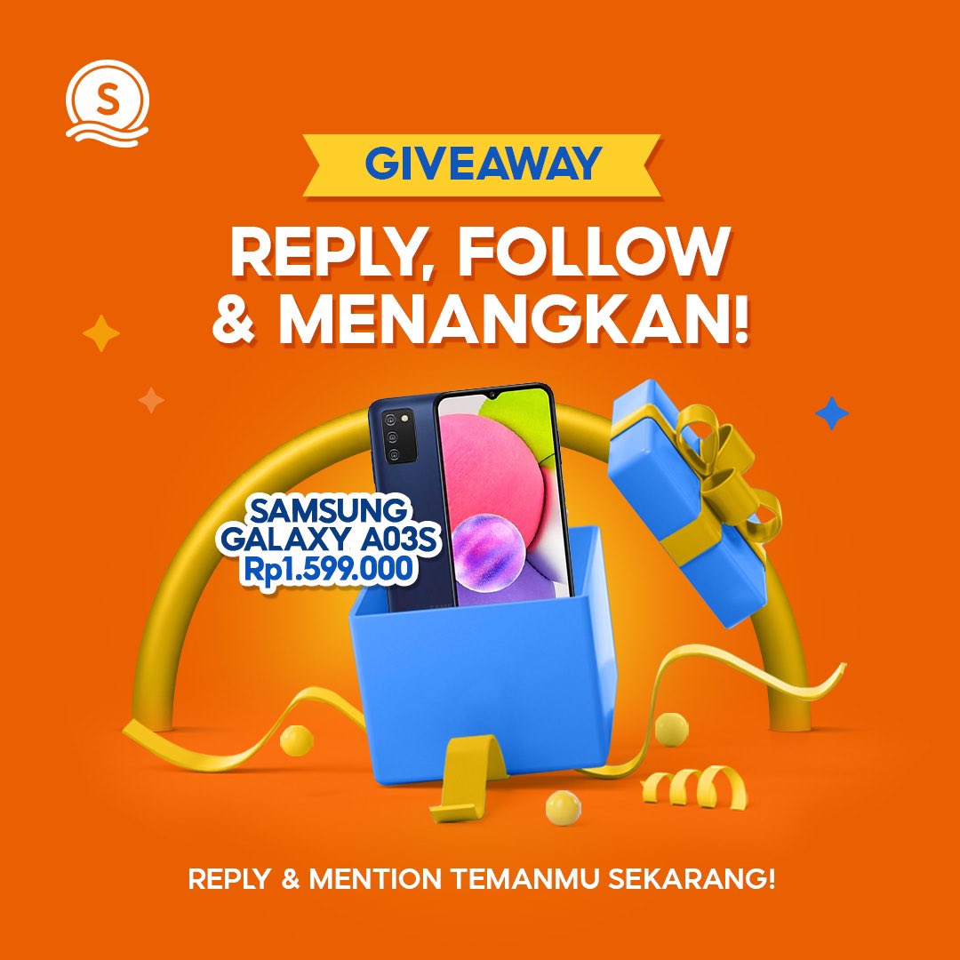 🎁FOLLOW &amp; MENANGKAN SAMSUNG GALAXY A03S!🎁

S&amp;K:
1. FOLLOW TWITTER @SEABANKID 
2. LIKE &amp; RT tweet ini
3. REPLY #LebihUntungdiSeaBank dan MENTION 1 ORANG TEMANMU YANG BANYAK!

Goodluck chingu~ Semoga kamu jadi pemenangnya!🎉