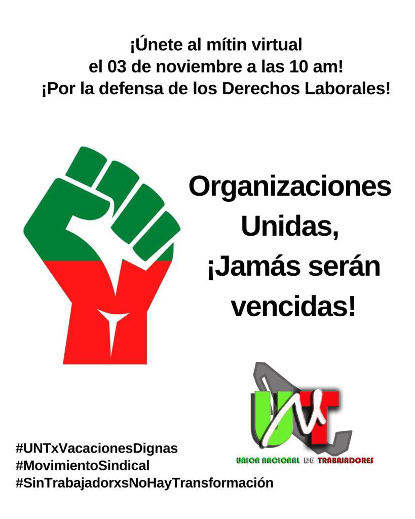 Marchando en unidad por la defensa de nuestros derechos laborales!! #UNTxVacacionesDignas al #MovimientoSindical y que se escuche fuerte que #SinTrabajadorxsNoHayTransformacion