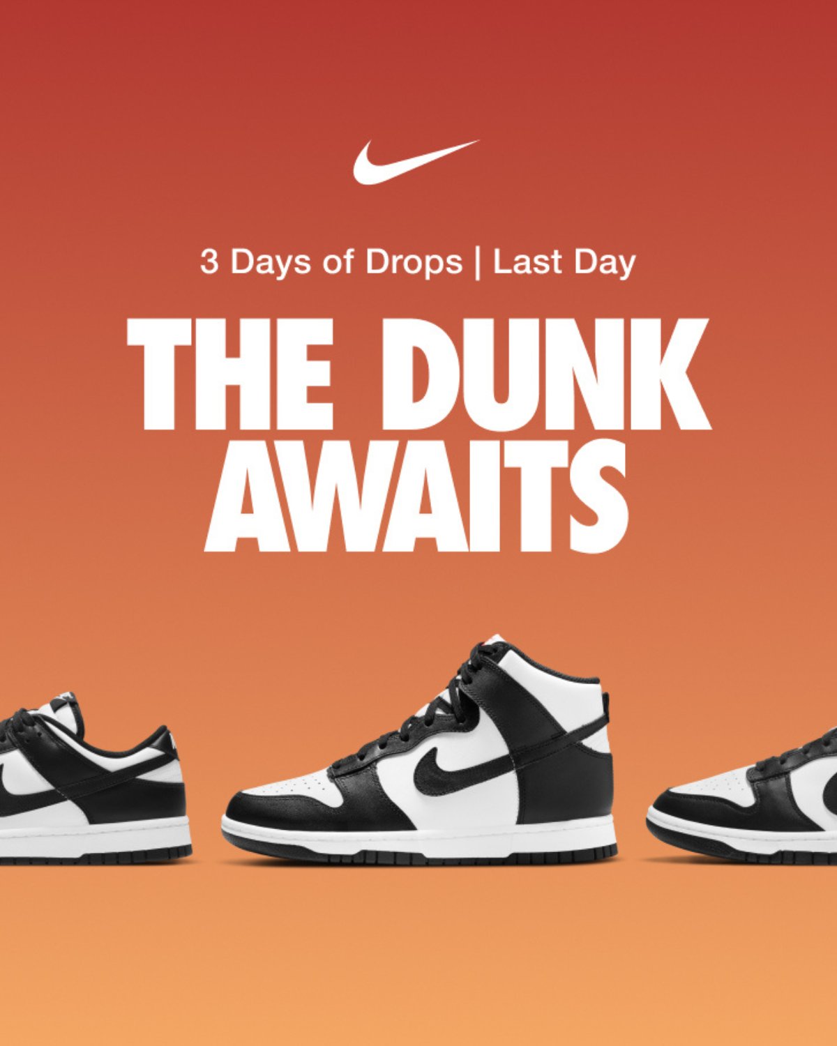 Nike.com on Twitter: "A Dunk you can't miss. 3 Days of Drops ends tomorrow,  and we've got 'Black/White' Dunks calling your name. 🤍🖤 Tap in to get  notified. https://t.co/rMaPnTI6gu https://t.co/oXKN37kXBf" / Twitter