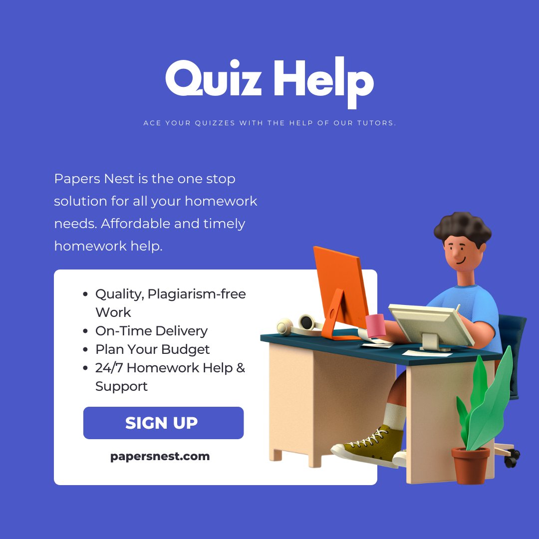 PapersNest's tweet image. For all your online homework needs, experts at Papers Nest are here to assist.

What we do best:
#essaywriting
#Onlinecoursehelp
#HomeworkAnswers
#quizhelp
#proofreadingandediting
#assignmenthelp

Get affordable and timely homework help at papersnest.com