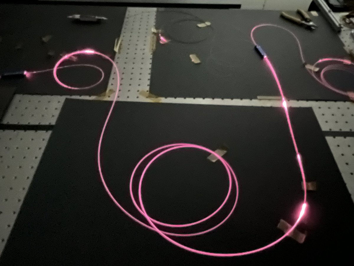The beautiful glow of 790 nm in our fibre amplifiers. Lab lights are off and I see nothing with my own eyes.

Thank you iPad!