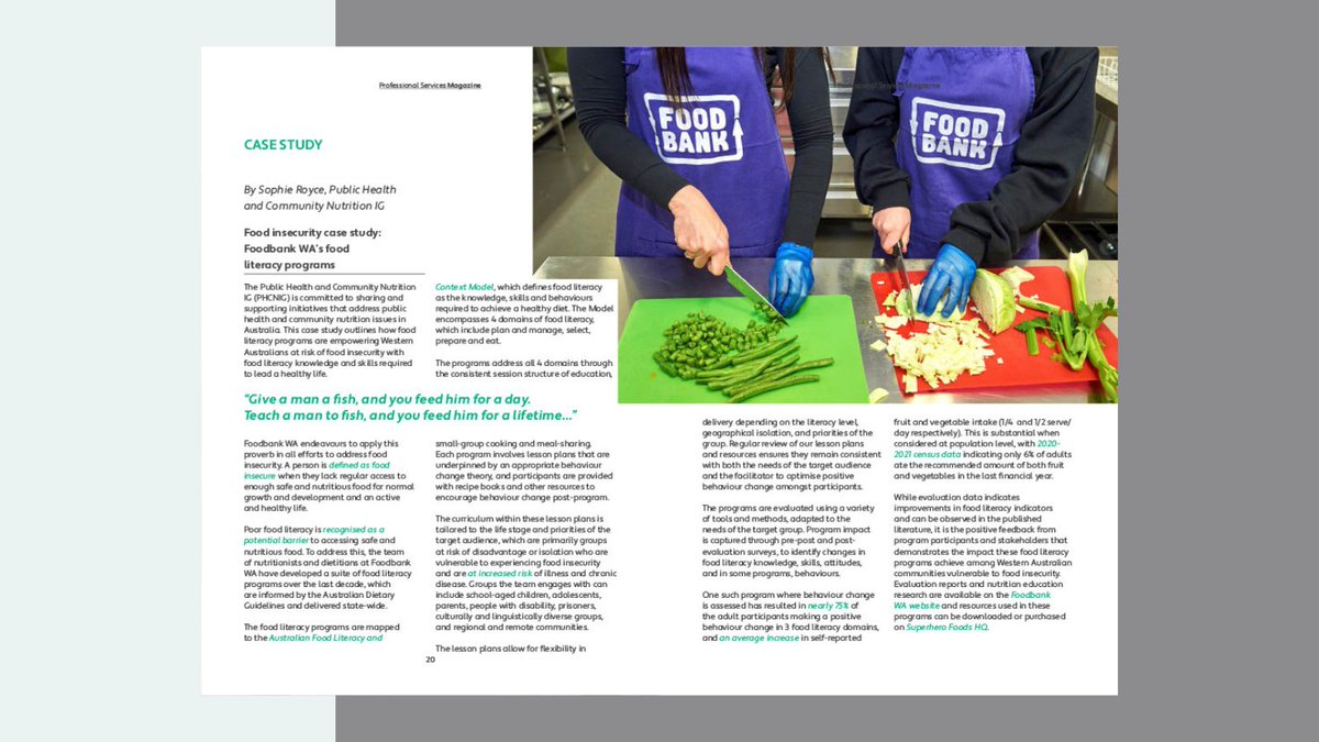 Read how food literacy programs are empowering Western Australians at risk of food insecurity with food literacy knowledge and skills required to lead a healthy life. Find this case study and more in the latest issue of our Professional Services Magazine: bit.ly/3TU8AjE