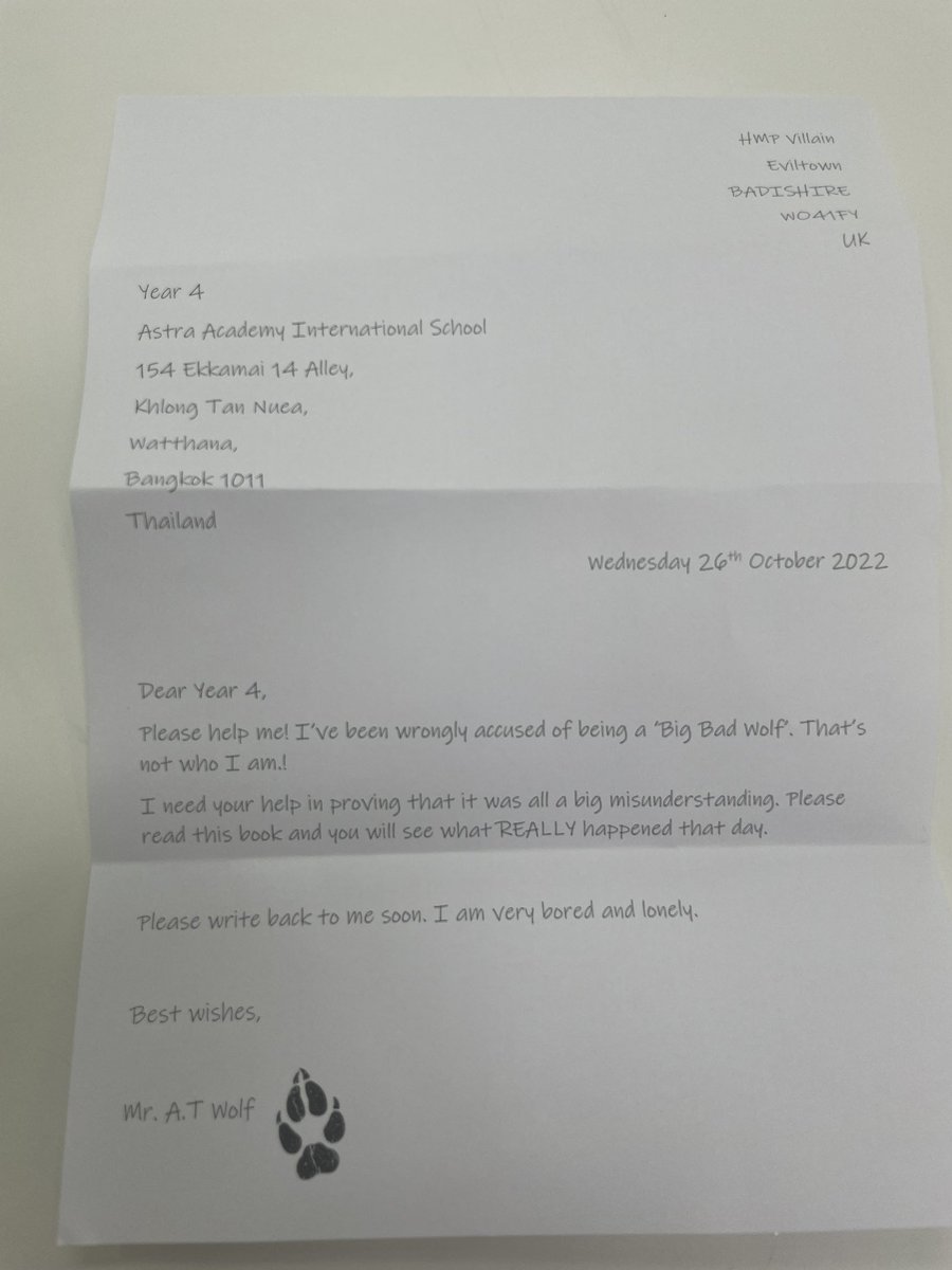 Mrs Sheridan (@mrssheridan1) on Twitter photo Today we had a letter from a very special wolf!! #talk4writing #primaryenglish #internationalteaching <a href="/Astra_Academy_/">Astra Academy International School</a> Today we had a letter from a very special wolf!! #talk4writing #primaryenglish #internationalteaching <a href="/Astra_Academy_/">Astra Academy International School</a>