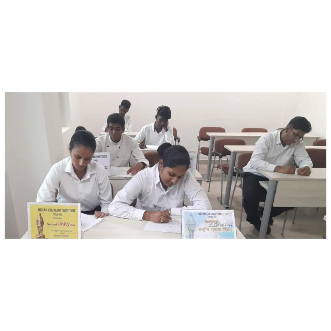 icitirupati's tweet photo. As part on National Unity day Indian Culinary Institute, Tirupati conducted essay writing competition for the students on 31/10/2022. @gyanbhushan1 @tourismgoi @incredibleindia @kishanreddybjp @AjaybhattBJP4UK @shripadynaik @PIB_India @KishanReddyOfc https://t.co/rvQsC307oI