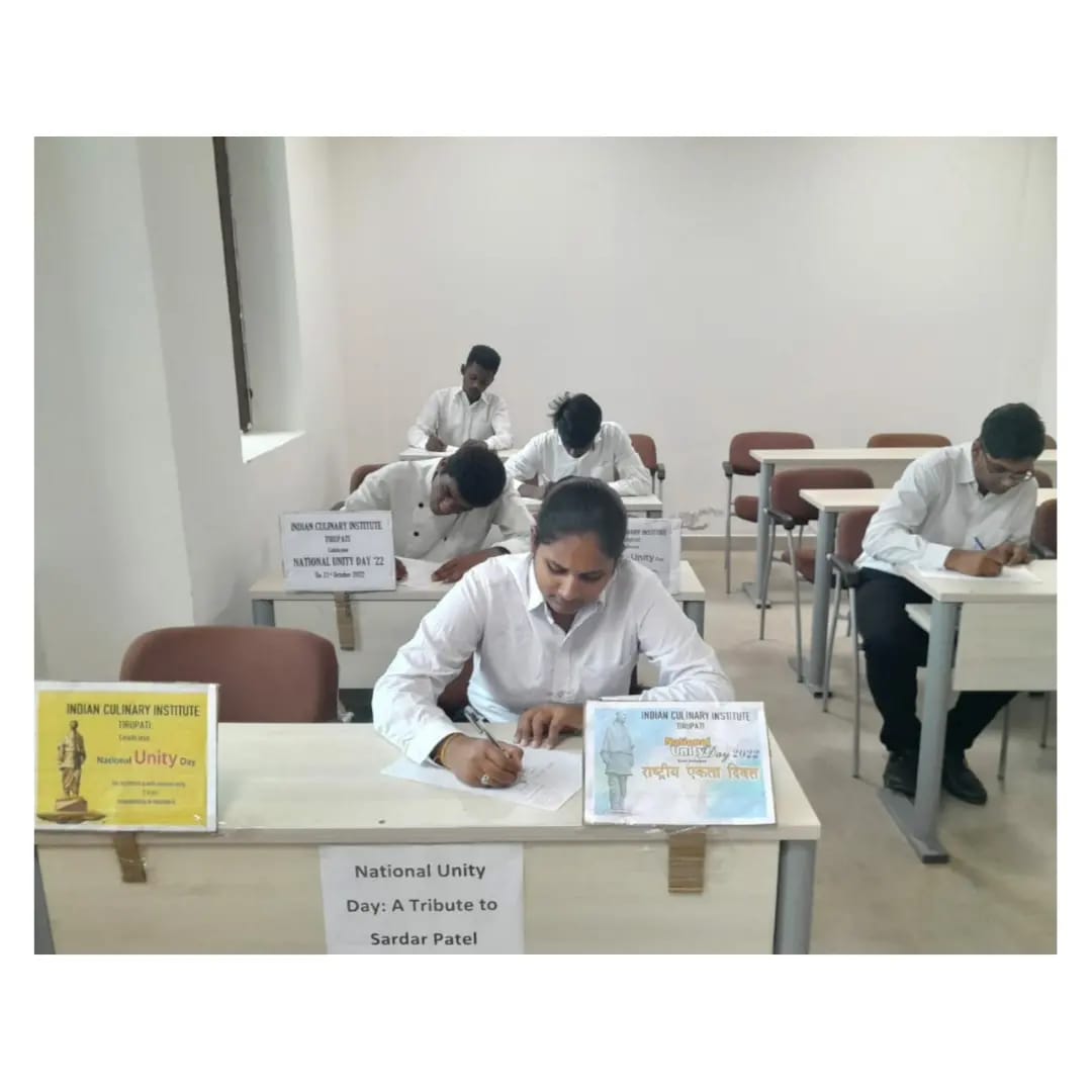 icitirupati's tweet photo. As part on National Unity day Indian Culinary Institute, Tirupati conducted essay writing competition for the students on 31/10/2022. @gyanbhushan1 @tourismgoi @incredibleindia @kishanreddybjp @AjaybhattBJP4UK @shripadynaik @PIB_India @KishanReddyOfc https://t.co/rvQsC307oI