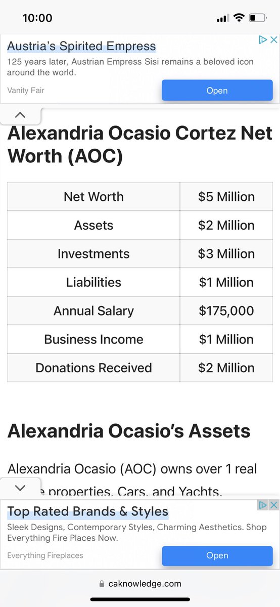 <a href="/AOC/">Alexandria Ocasio-Cortez</a> Interesting. From 8k to 5 mill in 4 years? And you were just a bartender before this? 🤨 you don’t look corrupt at all. 🙄