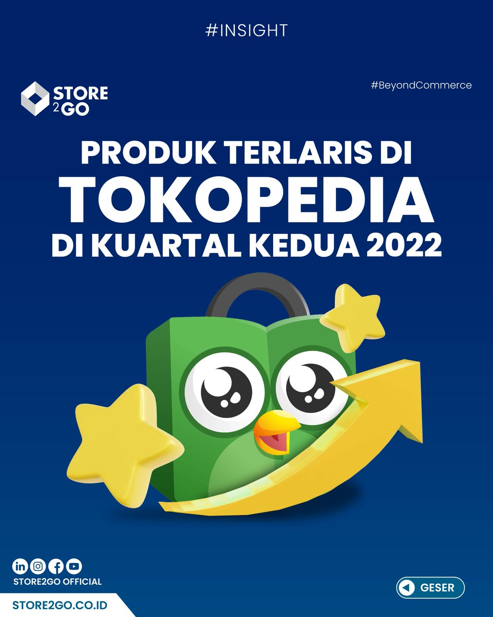 store2go_id's tweet photo. Berikut ini kategori produk yang paling banyak dicari di kuartal kedua 2022, untuk kamu yang lagi bingung mau jualan apa atau tambah produk apa, semoga data ini bisa membantu sebagai referensi produk yang berpotensi laris. Baca di: link https://t.co/ioSPQJW3yU
#Tokopedia https://t.co/xFkocgIFYv
