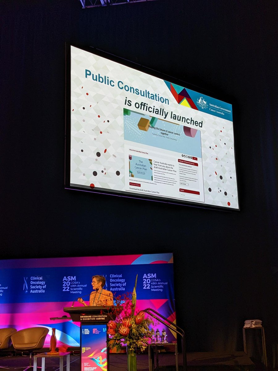 CancerAustralia's tweet photo. .@CEOCancerAus Dorothy Keefe and expert panel @COSAoncology @garvey_gail @MichaelKidd5 @thefortrans, Tania Rishniw and Deborah Henderson discuss the draft #AustralianCancerPlan and public consultation at #COSA2022 https://t.co/B1PidXeD6G