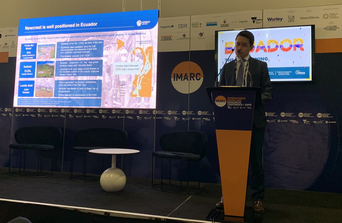 Newcrest Mining (@newcrestmining) on Twitter photo “Our investments are for the long-term and require a shared vision with the Ecuadorian government to succeed. Ecuador is one of the most under-explored and highly prospective gold copper regions in the Americas.” - Newcrest’s David Larenas at <a href="/IMARC_Mining/">Mining and Resources</a> #IMARC “Our investments are for the long-term and require a shared vision with the Ecuadorian government to succeed. Ecuador is one of the most under-explored and highly prospective gold copper regions in the Americas.” - Newcrest’s David Larenas at <a href="/IMARC_Mining/">Mining and Resources</a> #IMARC