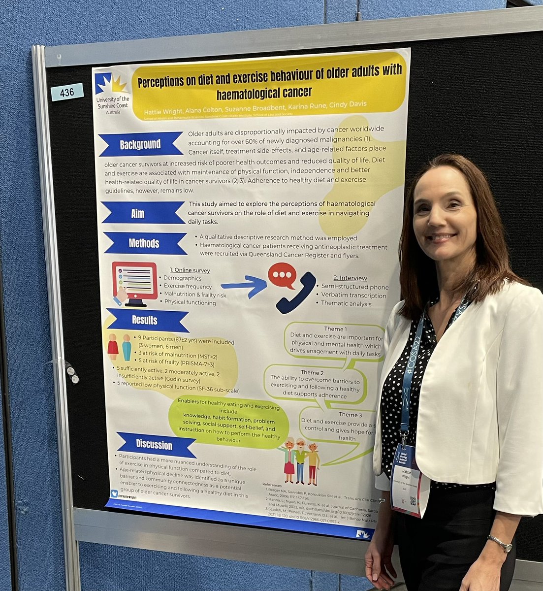 Excited to share our findings on the perceptions of older haematological cancer patients on the role of diet and exercise in their functional ability. #cosa22