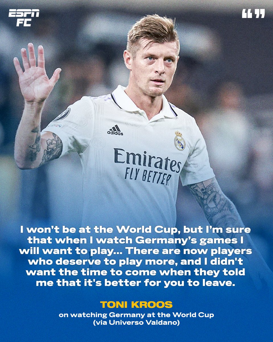 ESPNFC's tweet photo. Toni Kroos will be supporting Germany from home this World Cup 🥺 https://t.co/jEq7SIfoZs