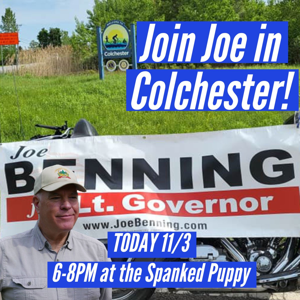 Join me TONIGHT (11/3) in Colchester at the Spanked Puppy from 6-8PM! We're looking forward to meeting with folks and discussing the upcoming election. We're almost to the finish line - don't miss one of the last chances to connect with us on the trail! #vtpoli #vt #vermont #vote