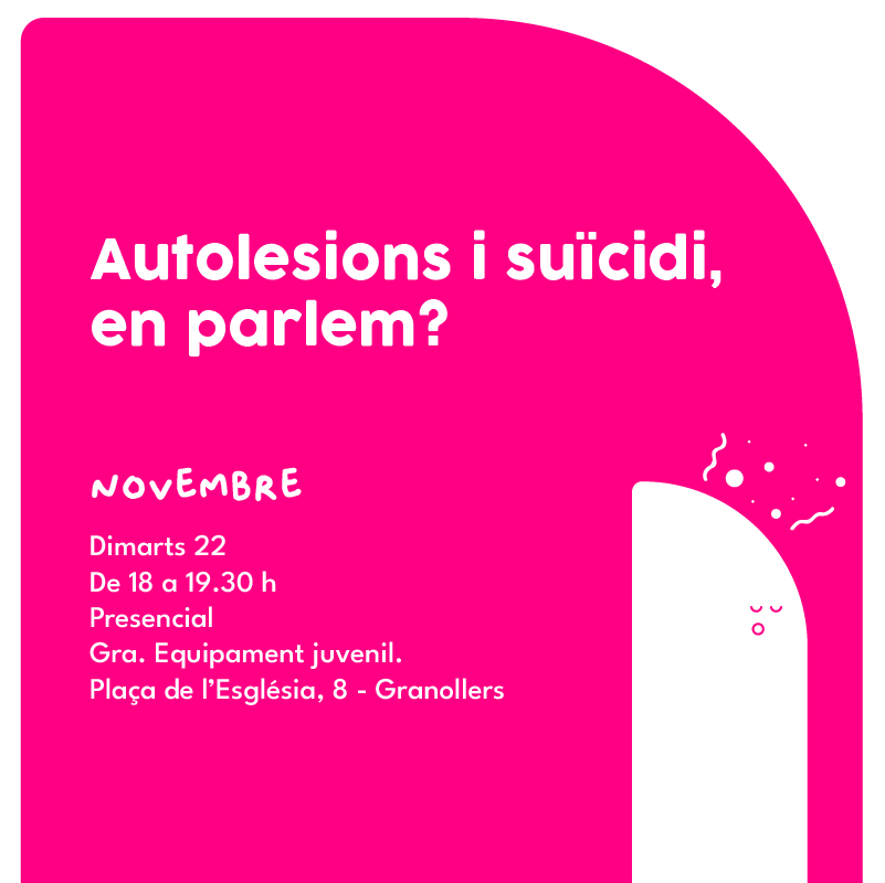 📣 Inscriu-te a la pròxima xerrada del “Parlem en família” sobre aspectes per identificar i detectar conductes de risc i les raons que motiven les autolesions no suïcides
👉 Per a famílies amb adolescents de +12 anys
🗓 22 de novembre 18 h 
📍 <a href="/grajove/">GRA</a>
ℹ: granollers.cat/parlemenfamilia
