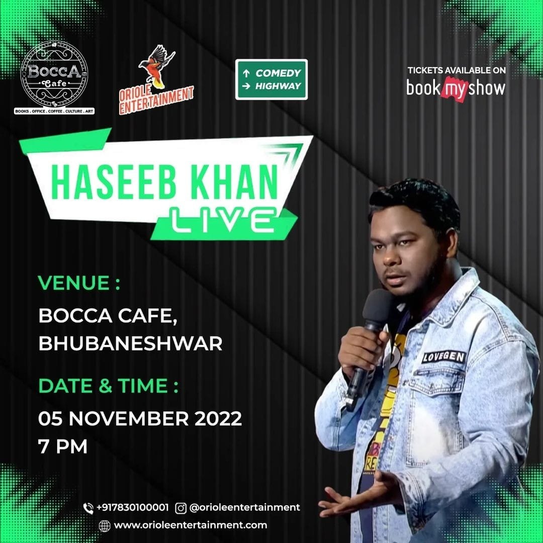 BOCCA_Cafe's tweet photo. This Saturday @haseeb_9618 will be performing Stand up comedy show at @BOCCA_Cafe at 7pm So don't miss out!!
#Boccacafe #Comedy #ComedyHighway #Bhubaneswar https://t.co/Ae1K1GK4qo