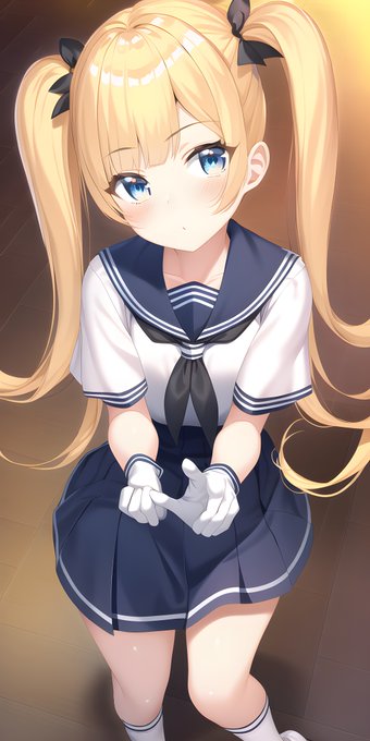 金髪ツインテ娘のセーラー服にぶっかけ無洗浄
#NovelAI 