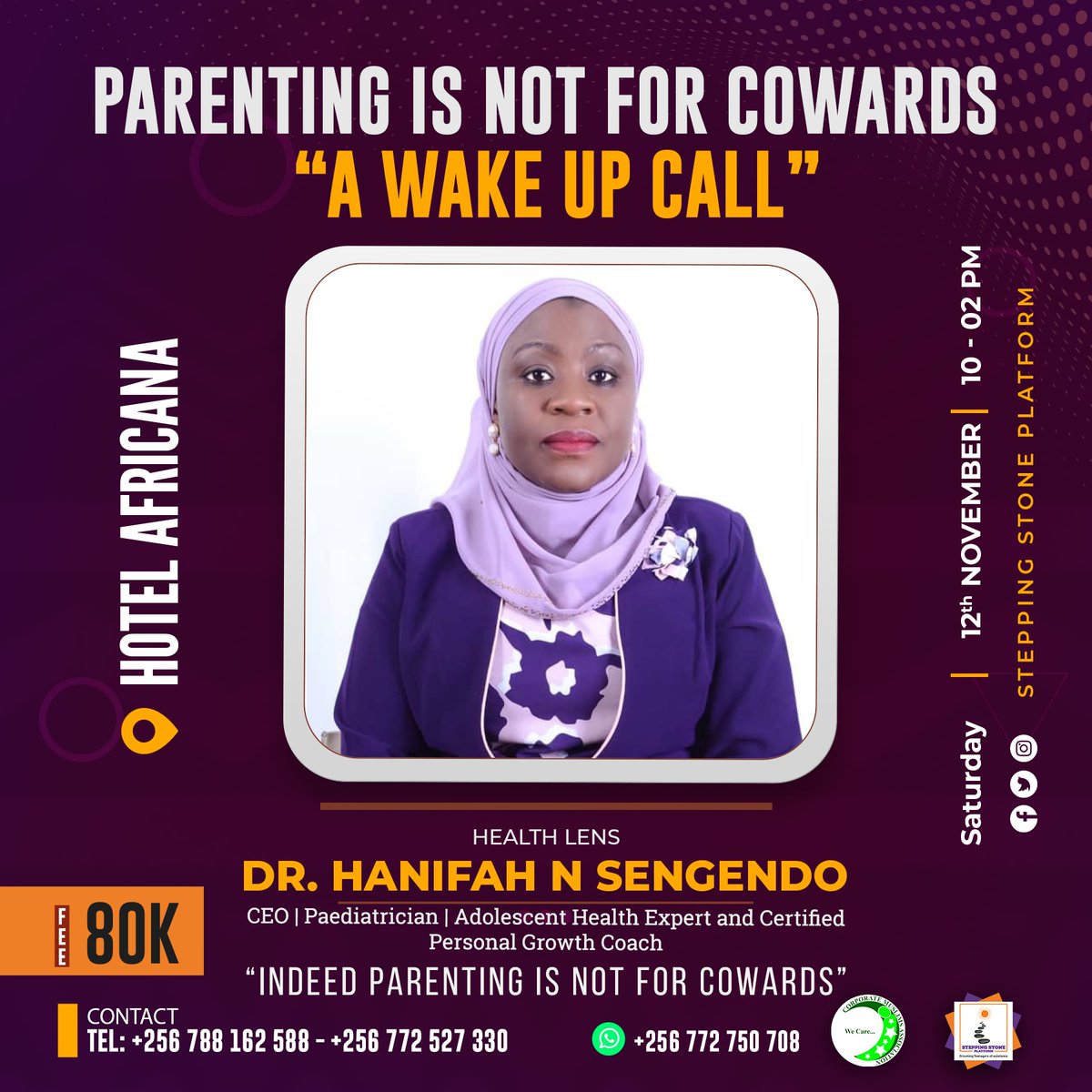 HatmahSsekaaya's tweet photo. Do you know that the Parent-child relationship is as important as the husband-wife relationship? Join as on the 12.11.22, and get to know all the details. We shall be at @HotelAfricana with 👇...
#ParentsWakeUp https://t.co/jM9y5avi3L