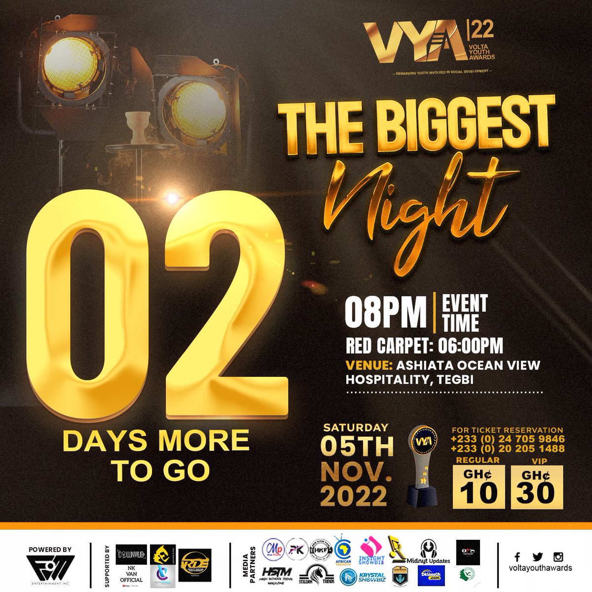 voltayouthaward's tweet photo. 2days More to go !!! #VYA22 #voltayouthawards #FmEntertainment https://t.co/2heb4RrQUK