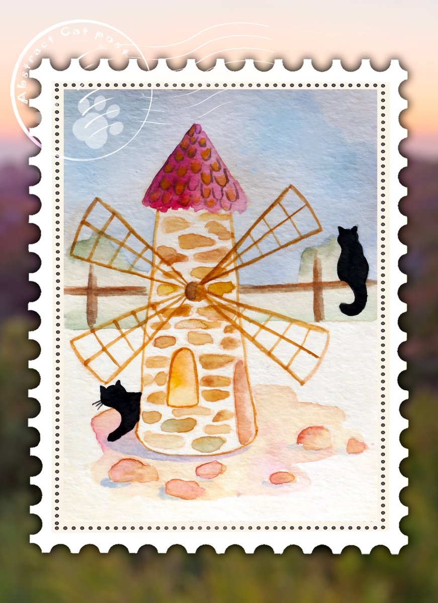 Gm #NFTfamily  😺
Post between worlds works very well.
I already got a response from my family! 
💌
I wish you also receive a lot of good news from your family❤️
This stamp featuring an old windmill from one of the magical worlds is available at <a href="/objktcom/">objkt</a> 
objkt.com/asset/KT19oJF6…