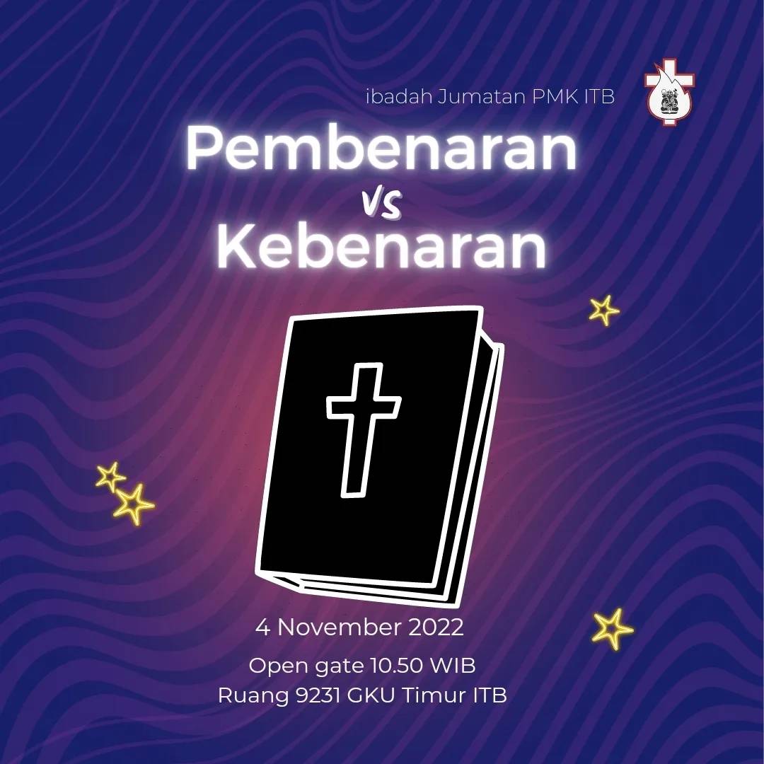 pmkitb's tweet photo. [Alkitab dan Pembenaran Diri]

Shalom semuanya!!!⭐️

Pernah gak kutip ayat Alkitab dan salah mengartikannya? Kita akan bahas ini di jumatan, yuk ajak teman-temannya buat jumatan bareng dengan tema "Alkitab dan Pembenaran Diri" https://t.co/BKAH0aY4ln