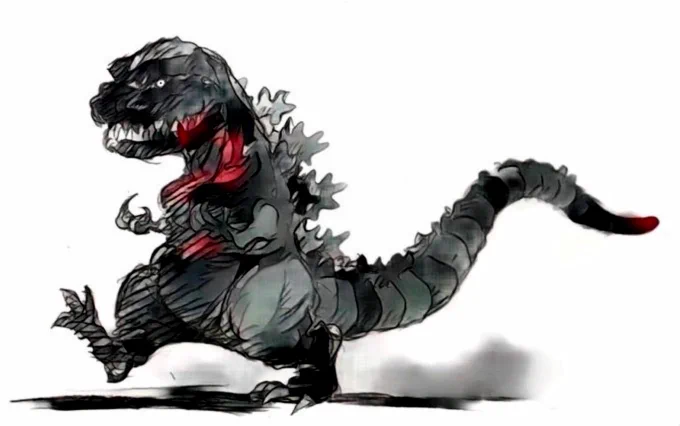 11月3日は、ゴジラの日。>シン・ゴジラの落描きにAI着色>シン・ポニョ第二形態>シン・ポニョ第三形態>シン・ヒゲゴジラ第二形態 