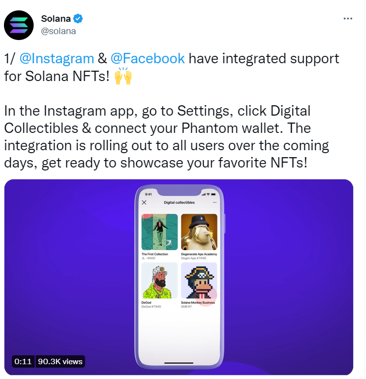 Aim2Door's tweet photo. Just In : Meta Supports Solana NFT!

#cryptonews #SolanaNFTs #Meta https://t.co/9v04gxVIPv