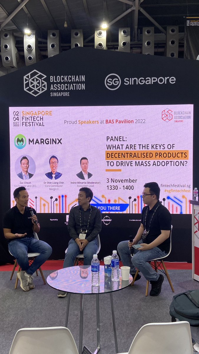 lovelyhalim's tweet photo. Happening now at #SGFinTechFest

Panel: What are the keys of decentralized products to drive mass adoption? with @zibin @PundiXLabs, @chinshinliang from @marginx_io, moderated by @indrawxyz. https://t.co/WLzw4GGKYS