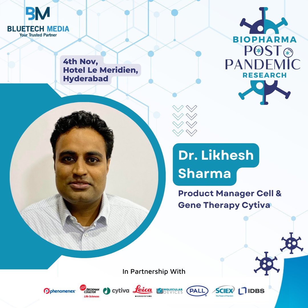 bluetech_media's tweet photo. Meet Dr. Likhesh Sharma, Product Manager Cell & Gene Therapy Cytiva at the Biopharma Post Pandemic Research on 4th Nov, Hotel Le Meridien, Hyderabad.
Block your dates and register for the event: https://t.co/9ucUBiLaT1
#Biopharmaevents #PostPandemicResearch #pharmaevents https://t.co/sUAKWHCahA